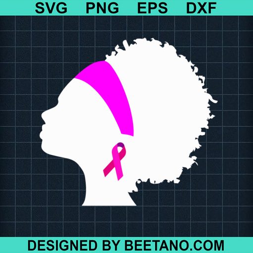 Black wowman breast cancer pink ribbon SVG