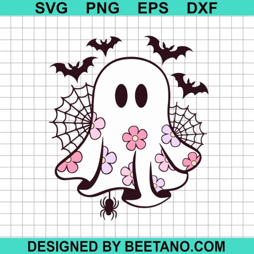 Retro Floral Ghost SVG
