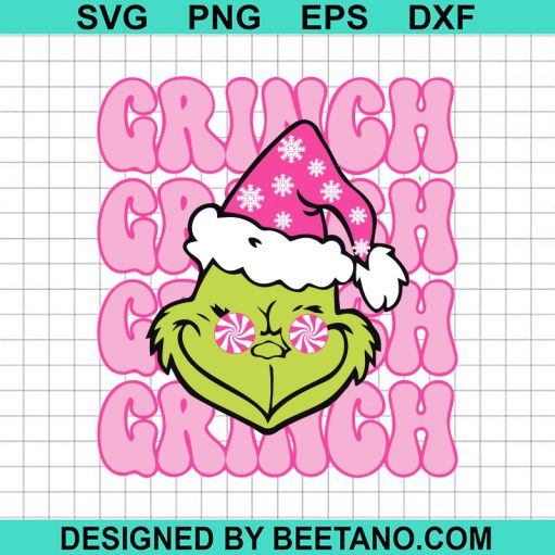 Pink Grinch Preppy Christmas Svg