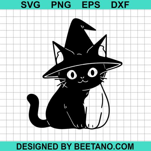 Cute Witch Black Cat Svg