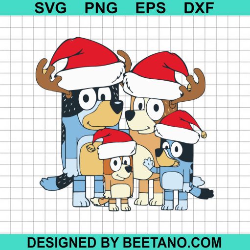 Bluey Family Merry Christmas Svg