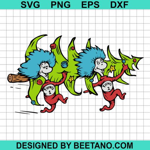 Dr Seuss Thing 1 Thing 2 Christmas Tree SVG