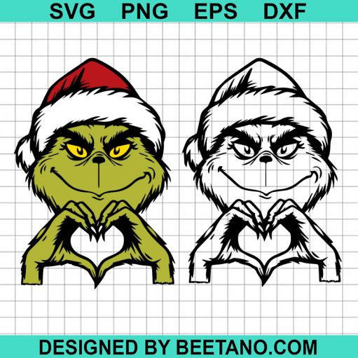 Grinch Santa Claus Heart Hand Svg