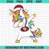 Dabbing Unicorn 49Ers Christmas Svg