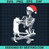 Skeleton With Cat Christmas Svg