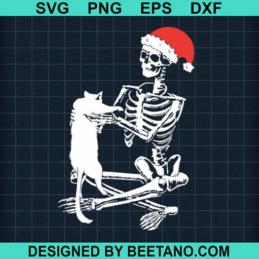 Skeleton with Cat christmas SVG