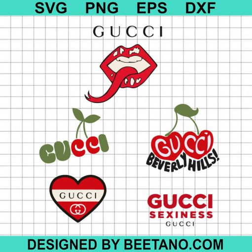 Gucci logo bundle strawberry SVG
