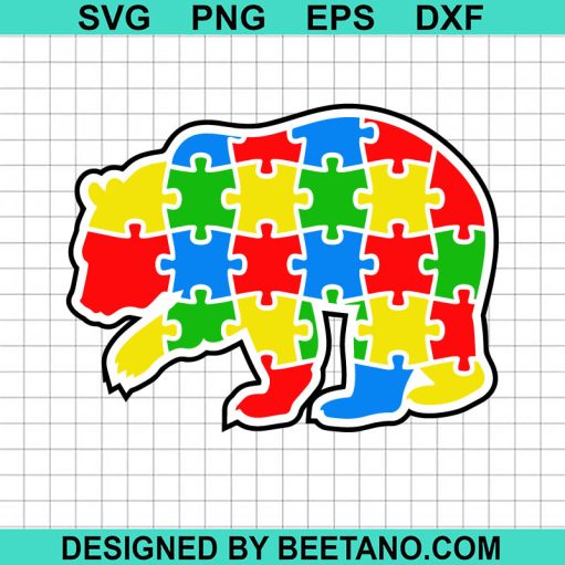 Autism Bear puzzle pieces SVG