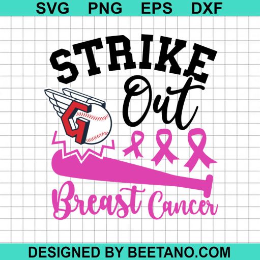 Strike out Breast Cancer Cleveland Guardians SVG