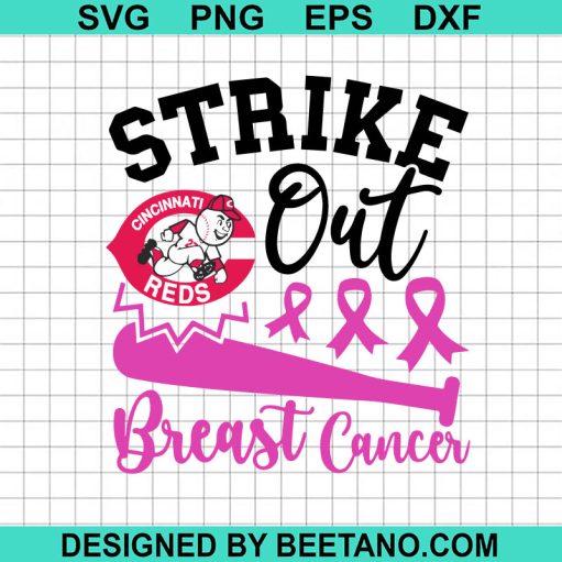 Strike out breast cancer Cincinnati Reds SVG