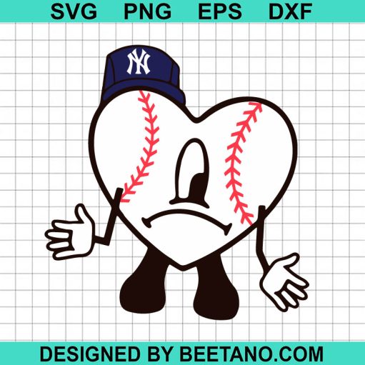 Baseball Bad bunny heart New York Yankees SVG
