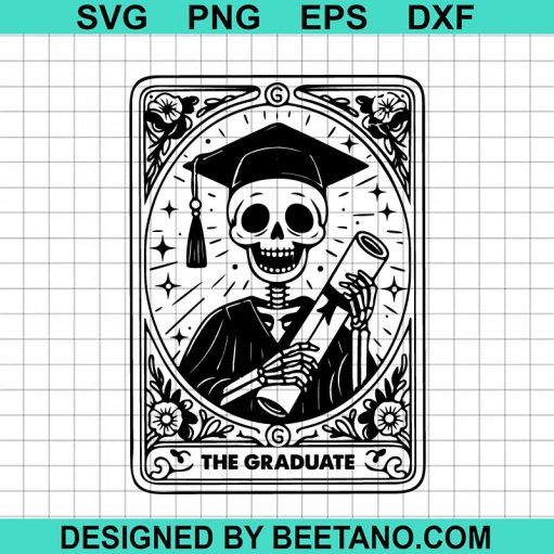 Funny Skeleton The Graduate Tarot Card SVG