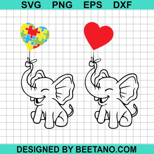 Baby Elephant With Autism Balloon SVG