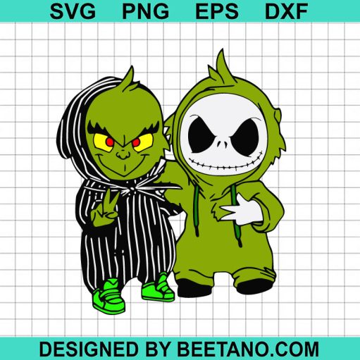Jack Skellington and Grinch wearing Hoodie SVG