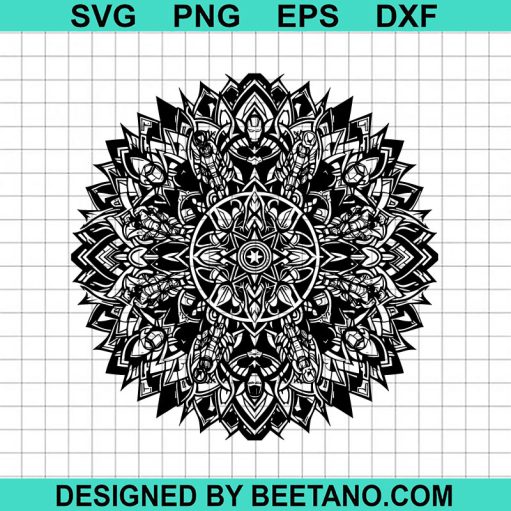 Super Heroes Marvel mandala flower SVG