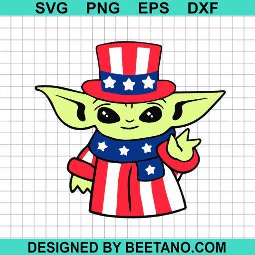 Baby Yoda America Flag Svg