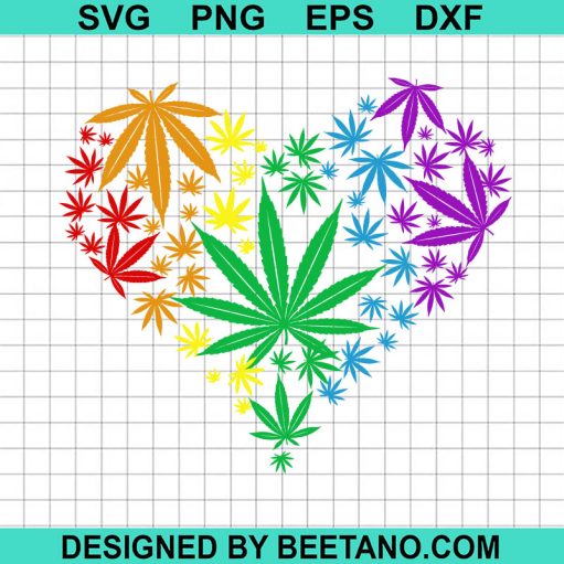 Weed Leaf Heart Color SVG