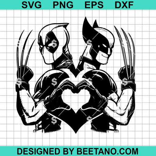 Deadpool And Wolverine Heart Hand SVG