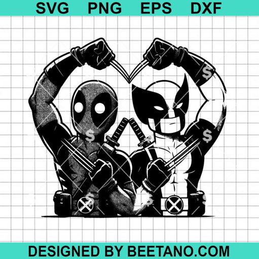 Deadpool And Wolverine Heart SVG