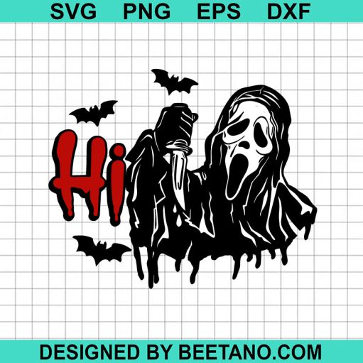 Ghostface Hi Halloween Door Sign SVG