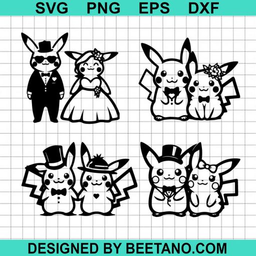 Pikachu Bride And Groom SVG Bundle