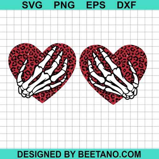 Skull Hand holding boobs heart SVG