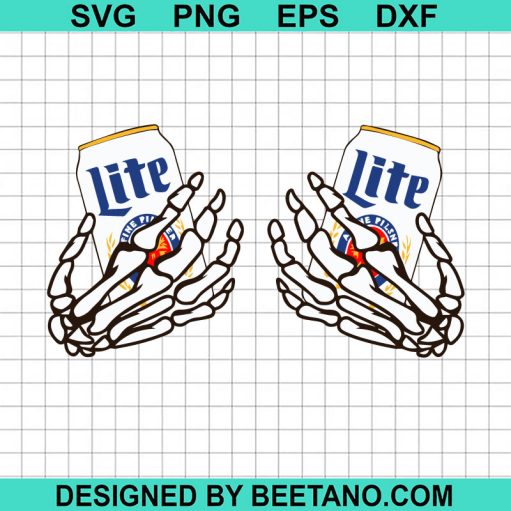 Skull Hand Miller Lite Beer SVG