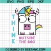 Think Outside The Box Unicorn Funny Svg