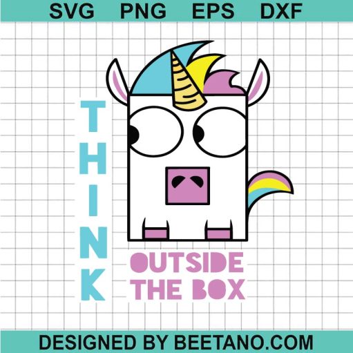 Think Outside The Box Unicorn Funny SVG