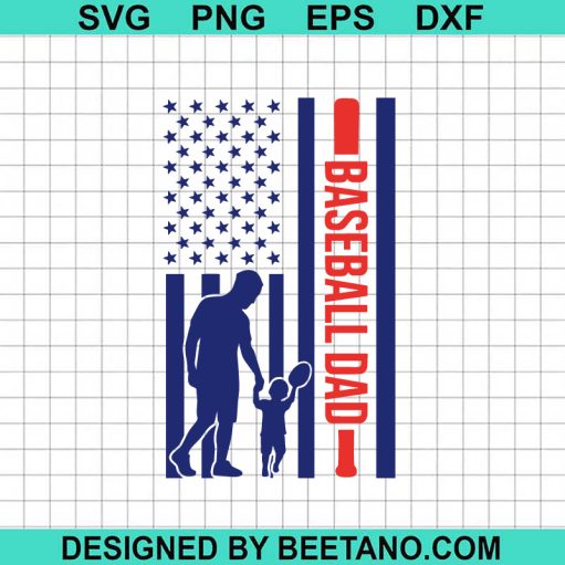 Baseball Dad America Flag SVG
